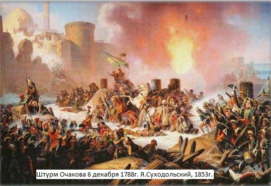 В 1788 году русские войска взяли турецкую крепость Очаков